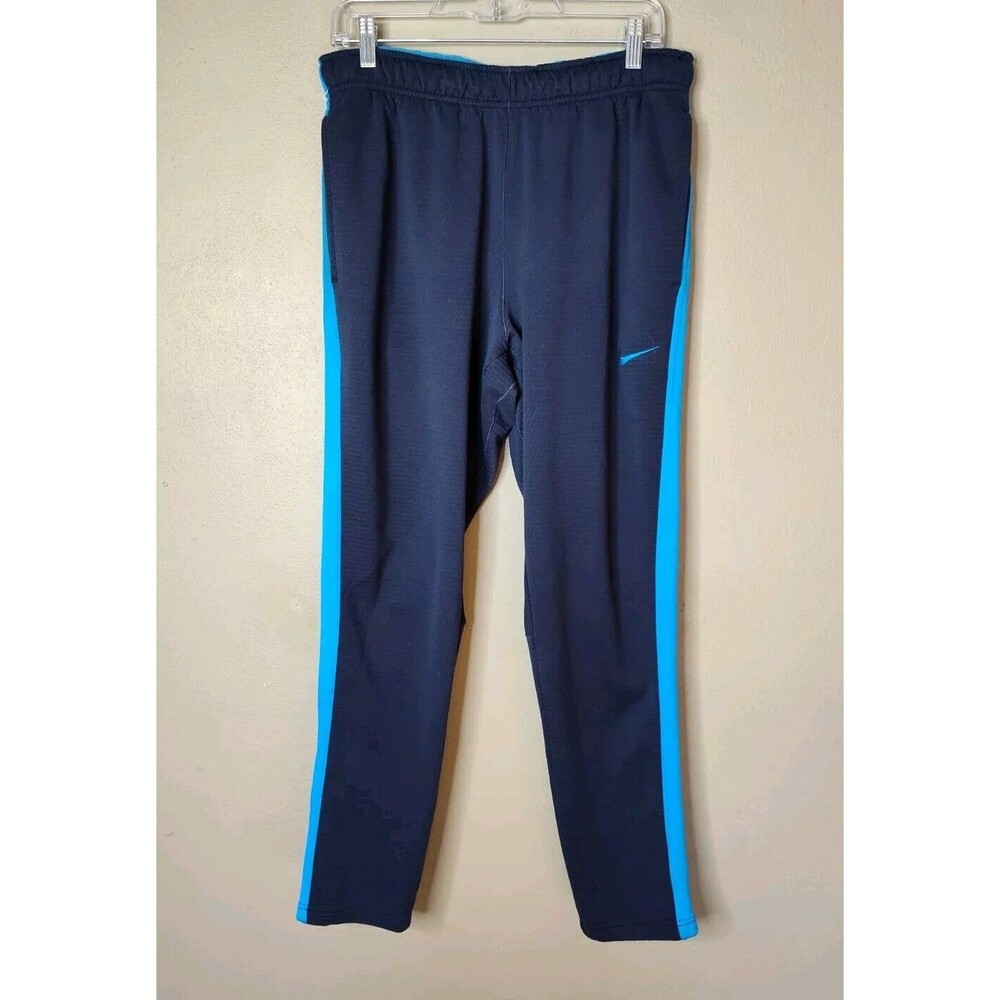 Nike therma-fit men's large sweatpants navy blue waffle knit warm baselayer
